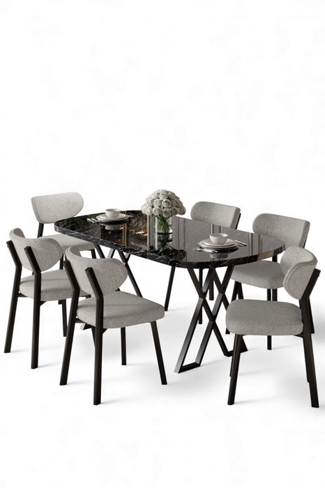Hanah Home Axton - Mármol negro y gris